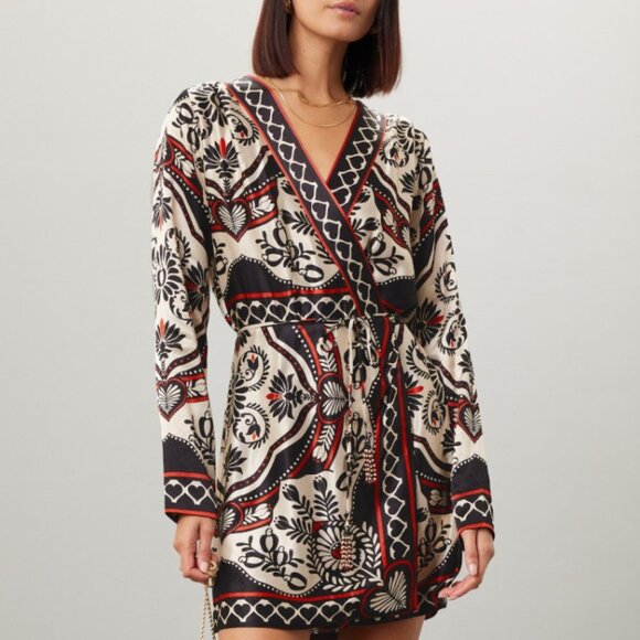 FARM RIO Passion Wrap Mini Dress Size Small - Picture 1 of 13